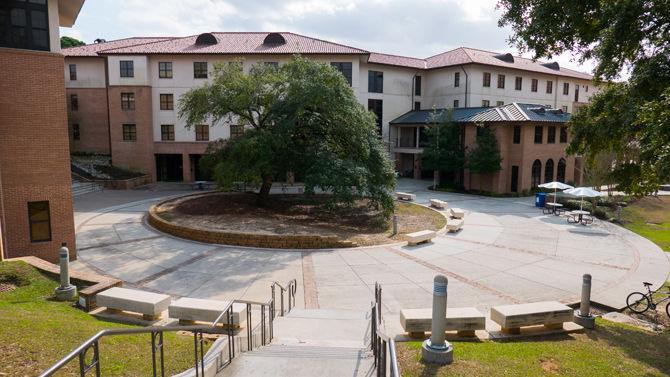 The courtyard of Residential College One is bathed with sunlight on Wednesday, Jan. 25, 2017, just off Cypress Drive.