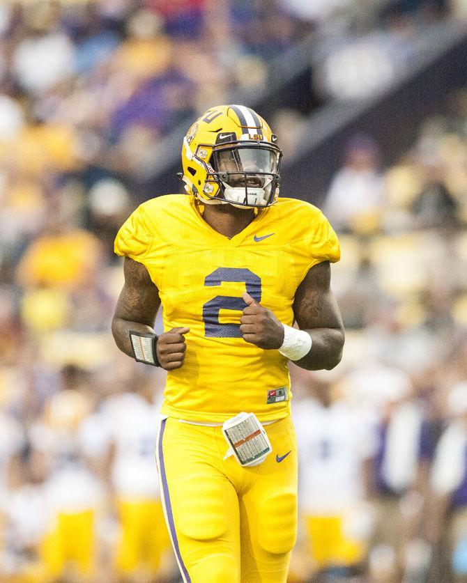 LSU freshman quarterback Lowell Narcisse (2) runs during the purple team&#8217;s 28-27 victory against the gold team during the Spring Game on Saturday, April 21, 2018, at Tiger Stadium.