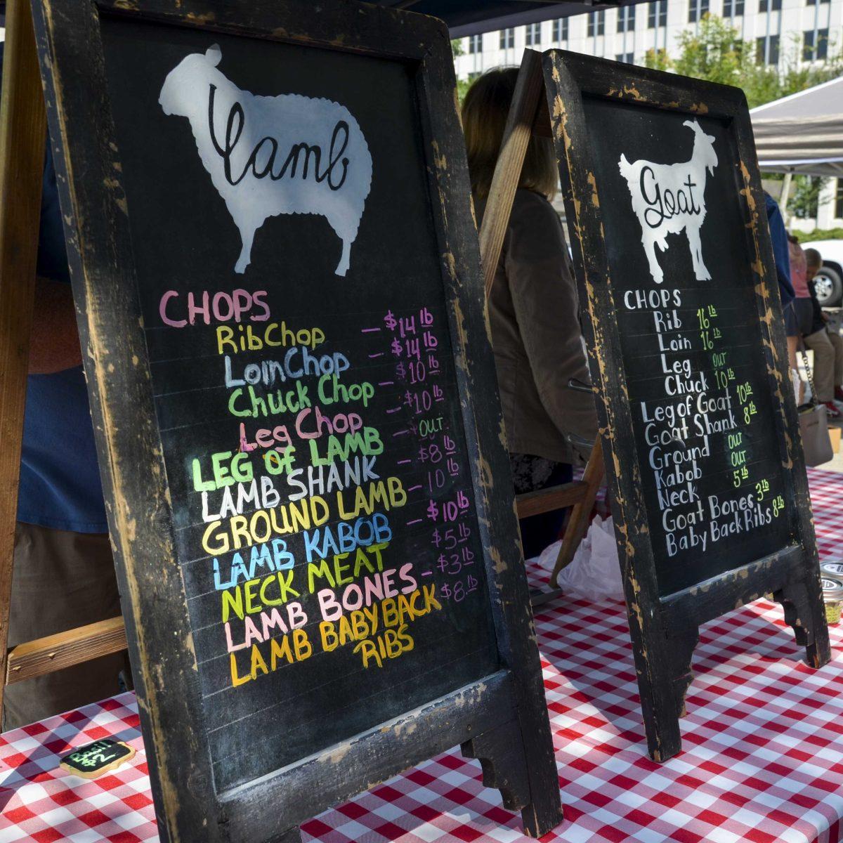 Our Family Farm offers an assortment of meats at Red Stick Farmers Market on Saturday, Sept. 9, 2017.