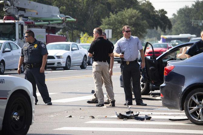 LSU students struck by car pushed onto sidewalk near Nicholson Drive, driver cited