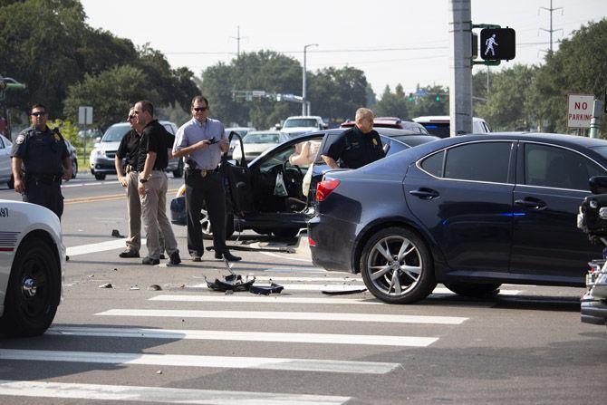 A two-vehicle collision involving University students occurred on the intersection of Nicholson Drive and S. Stadium Drive on Friday, Aug. 24, 2018.