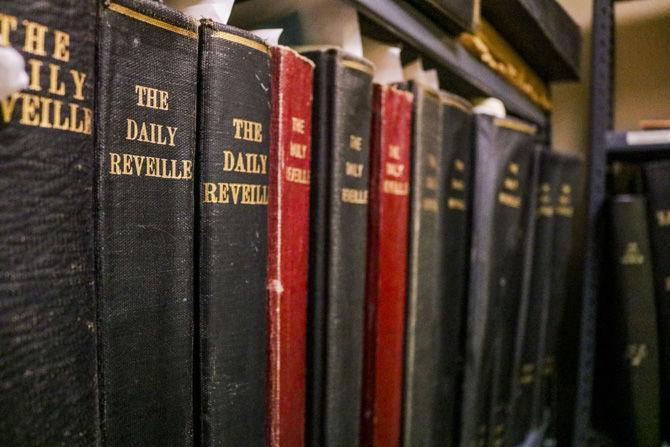 The Daily Reveille archives sit in the basement of Campbell B. Hodges Hall on Tuesday, Aug. 21, 2018.