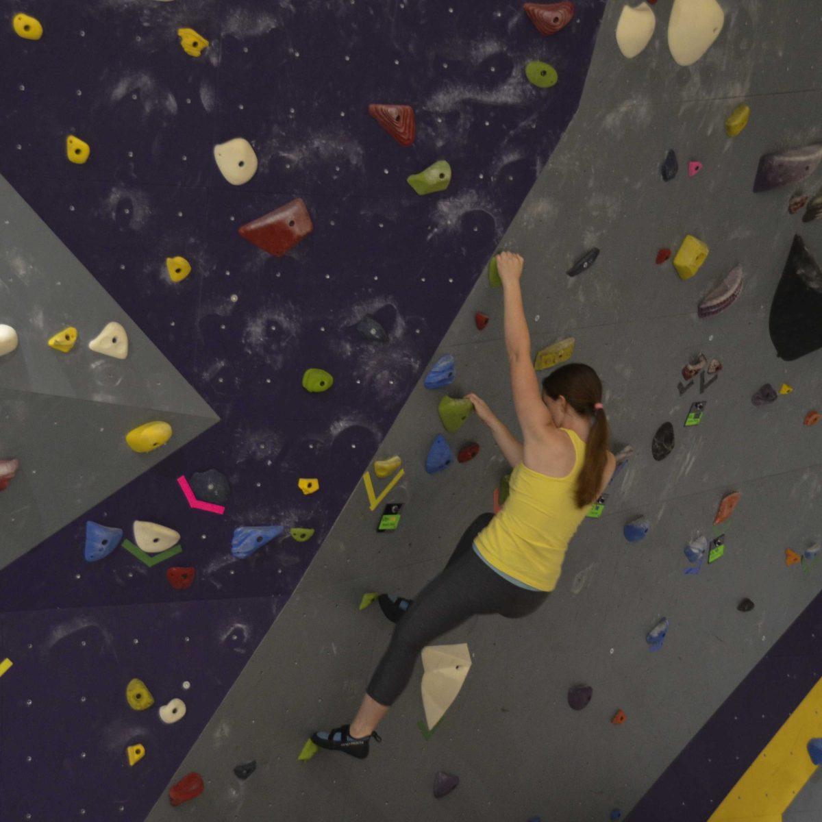 LSU alumna Alison Rone participates in rock climbing in the UREC on Friday, Sept. 22, 2017.