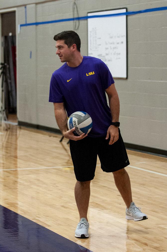 Assistant coach Trey Cruz trains his players during practice in the PMAC on Wednesday, Aug. 22, 2018.