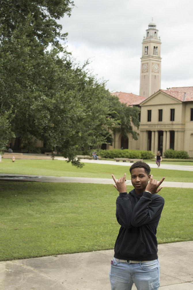 LSU fine arts sophomore Khalil Vegas stands in the Quad on Wednesday, Sept. 5, 2018.