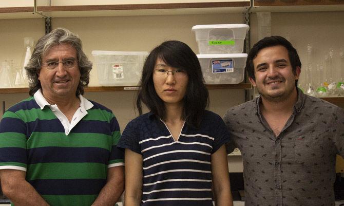 LSU Oceanography and Coastal Sciences Associate Professor Victor H. Rivera-Monroy stands with his grad students Xiaochen Zhao and Mario Hernandez on Monday, Sept. 17, 2018.