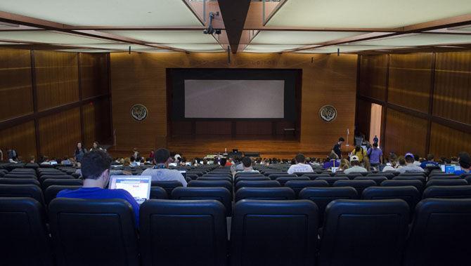 A marketing class awaits for their professor on Tuesday, Sept. 5, 2017, in the Bo Campbell Auditorium.