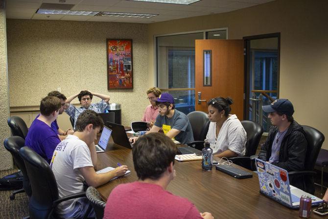 Members of student government meet to discuss the future of the Election Review Committee in the student union on Thursday Sept. 13, 2018.