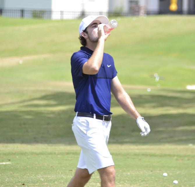 LSU junior Philip Barbaree walks during practice at the University Club golf course on Monday, Aug. 27, 2018.