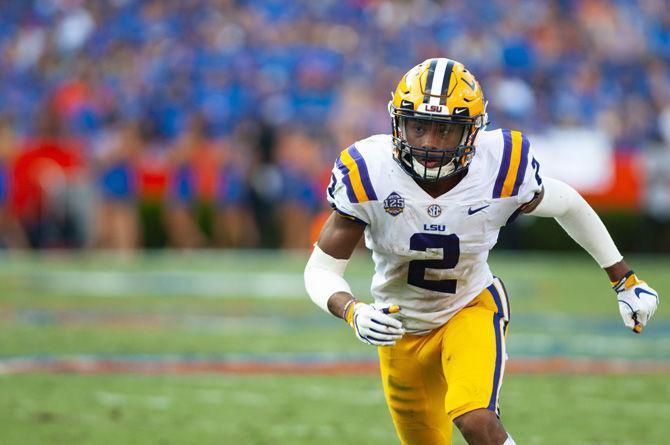 LSU sophomore wide receiver Justin Jefferson (2) runs down the field during the Tigers&#8217; 27-19 loss against the University of Florida on Saturday, Sept. 2018 in Ben Hill Griffin Stadium.