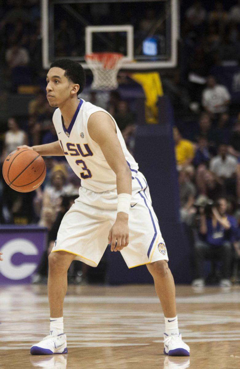 LSU freshman guard Tremont Waters (3) dribbles the ball during the Tigers' 88-78 win over Vanderbilt on Tuesday, Feb. 20, 2018, in the PMAC.