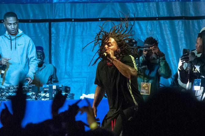 Waka Flocka Flame braves rainy weather in performance at LSU Homecoming Concert