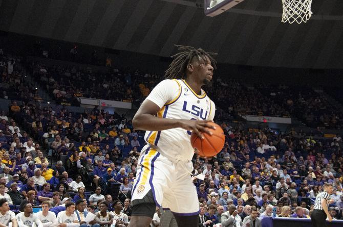 LSU forward Naz Reid (0) holds the ball during the Tigers' 94-63 win against Southeastern on Tuesday, Nov. 6, 2018, in the PMAC.