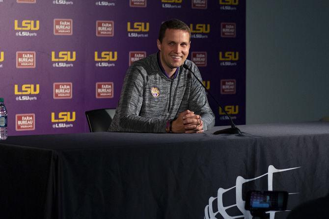 LSU mens basketball coach Will Wade addresses the press during the basketball media day in the PMAC Practice Arena, on Monday, Oct. 22, 2018.