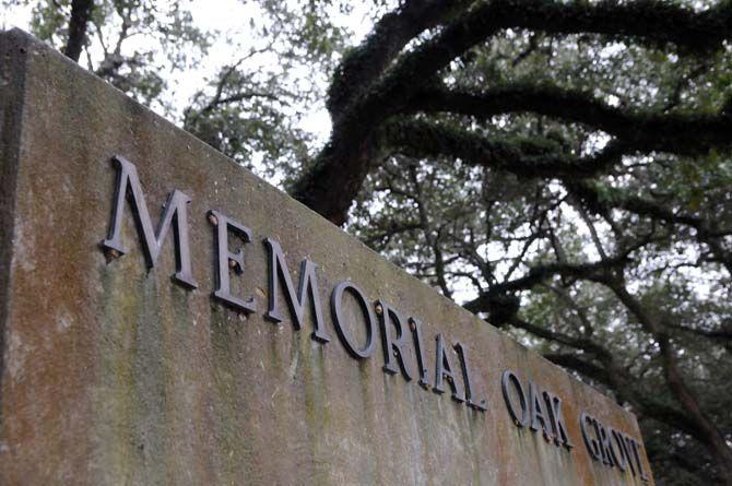 Student Government and Facility Services make plans to build tables commemorating are putting tables in the grove that is a memorial to fallen WWI soldiers.