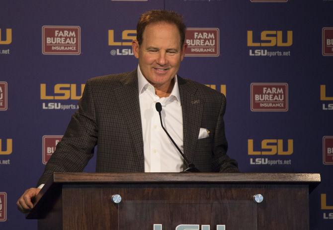 LSU head coach Les Miles addressed the media on Monday, Sept. 18, 2016 during Lunch with Les.