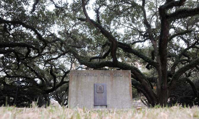 Student Government and Facility Services make plans to build tables commemorating are putting tables in the grove that is a memorial to fallen WWI soldiers.