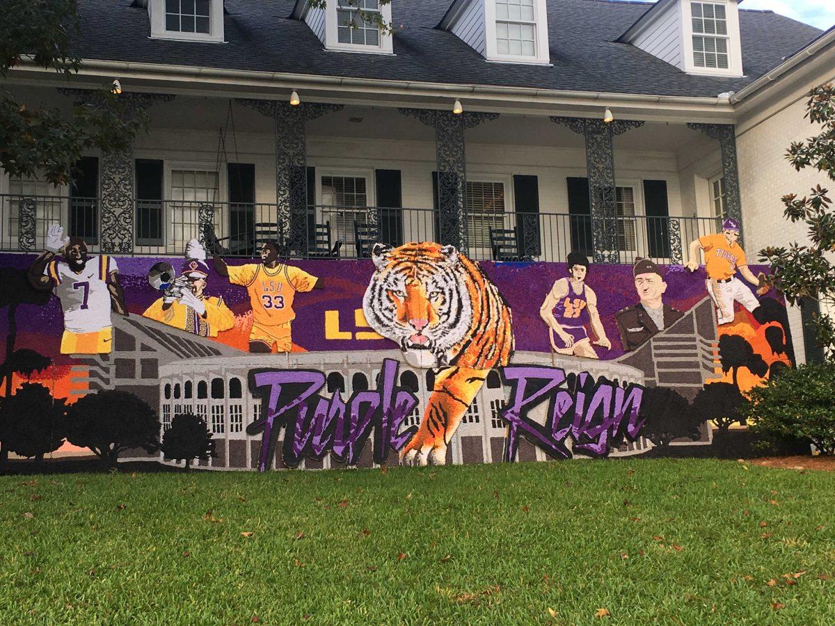 A pomping structure sits on the lawn of the Zeta Tau Alpha house before the Homecoming Game against Mississippi State on Oct. 20.&#160;