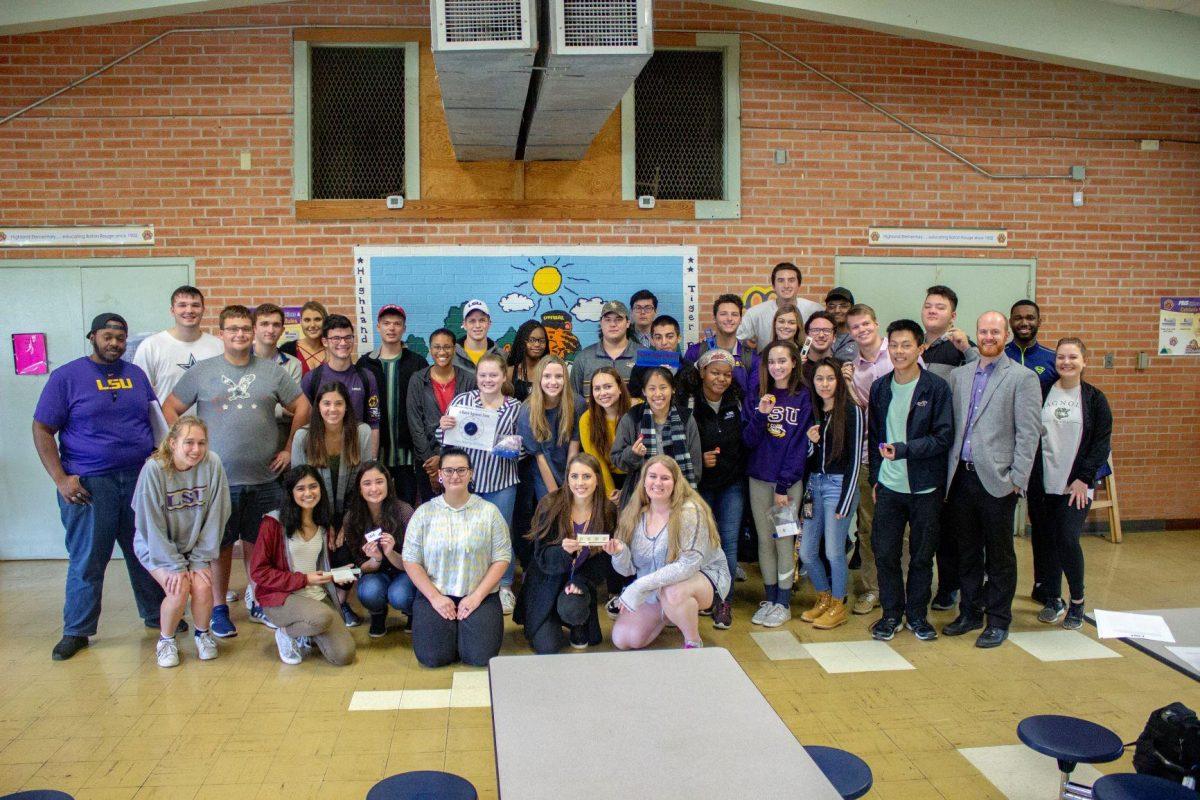 LSU Biological Engineering students teach Highland Elementary students math using their 3D printed tools.