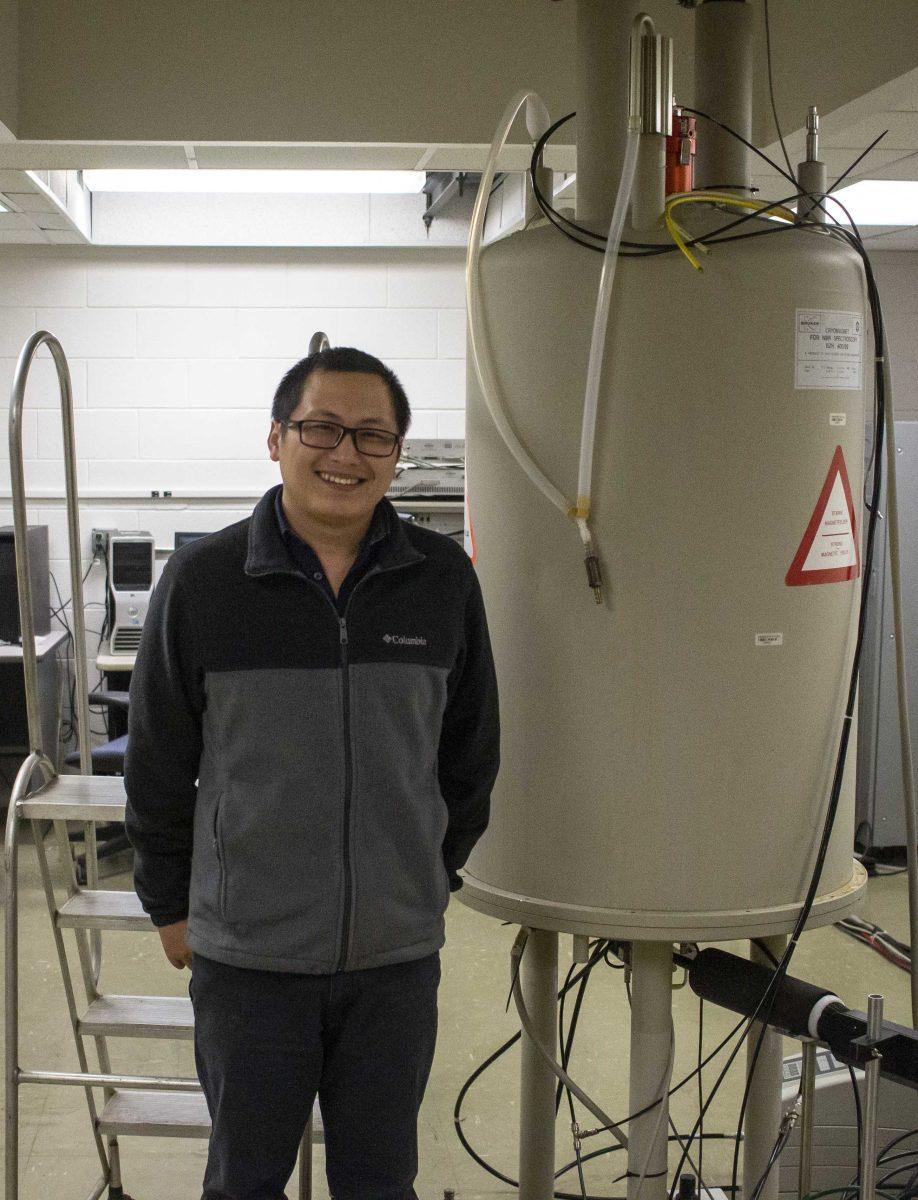 LSU assistant professor of organic chemistry Tuo Wang stands inside a Choppin Hall on Thursday, Jan. 24, 2019.