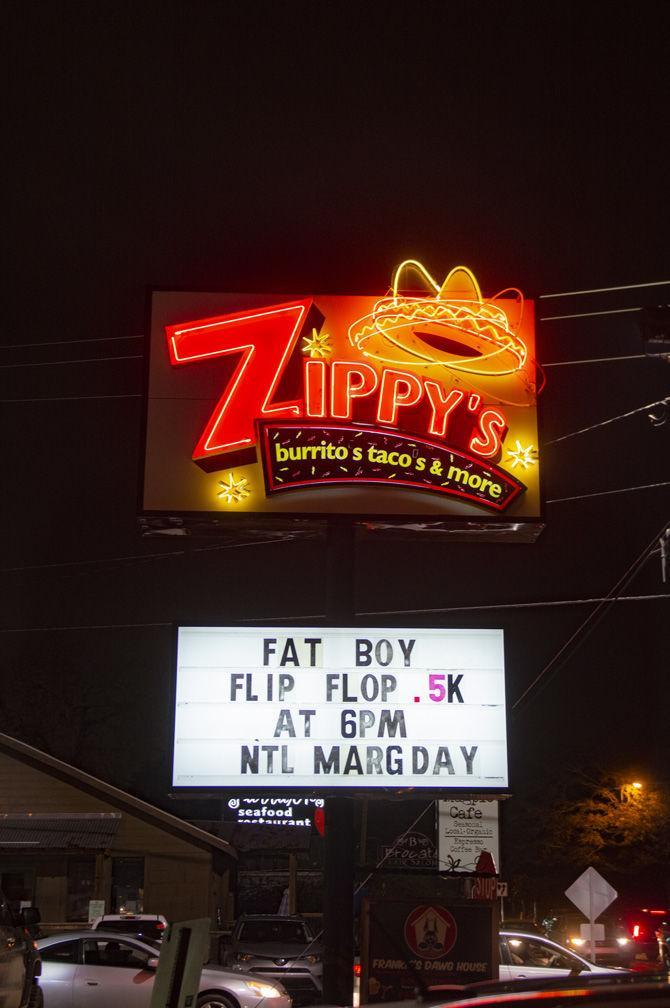 Zippy's Sign informing the party is there on Friday, Febuary 22, 2019 on Perkins rd.