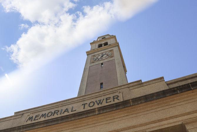 The Memorial Tower sits on Dalrymple Drive on Thursday, Oct. 5, 2017.