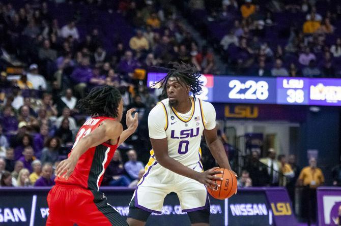 LSU freshman forward Naz Reid (0) prepares to shoot during the Tigers' 92-82 victory over UGA on Wednesday, Jan. 23, 2019 in the PMAC.