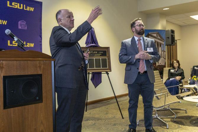 Professor Thomas C. Galligan ,Jr and Professor Robert Lancaster thanking the attendees at the end of the program on Thursday,Jan.31,2019.