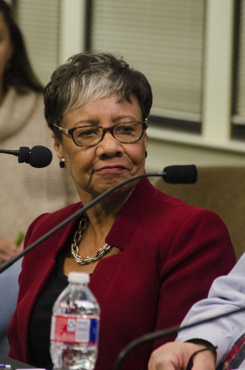 LSU professor Jinx Broussard speaks at the panel Resistance in the Digital Age on Thursday, Nov. 9, 2017, in the Holliday Forum of the Journalism Building.