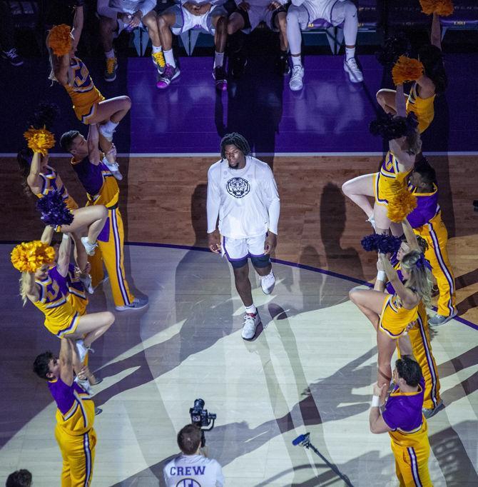 LSU freshmen forward Naz Reid (0) enters the game during the Tigers' 77-82 loss to Florida on Wednesday, Feb. 20, 2019, in the PMAC.