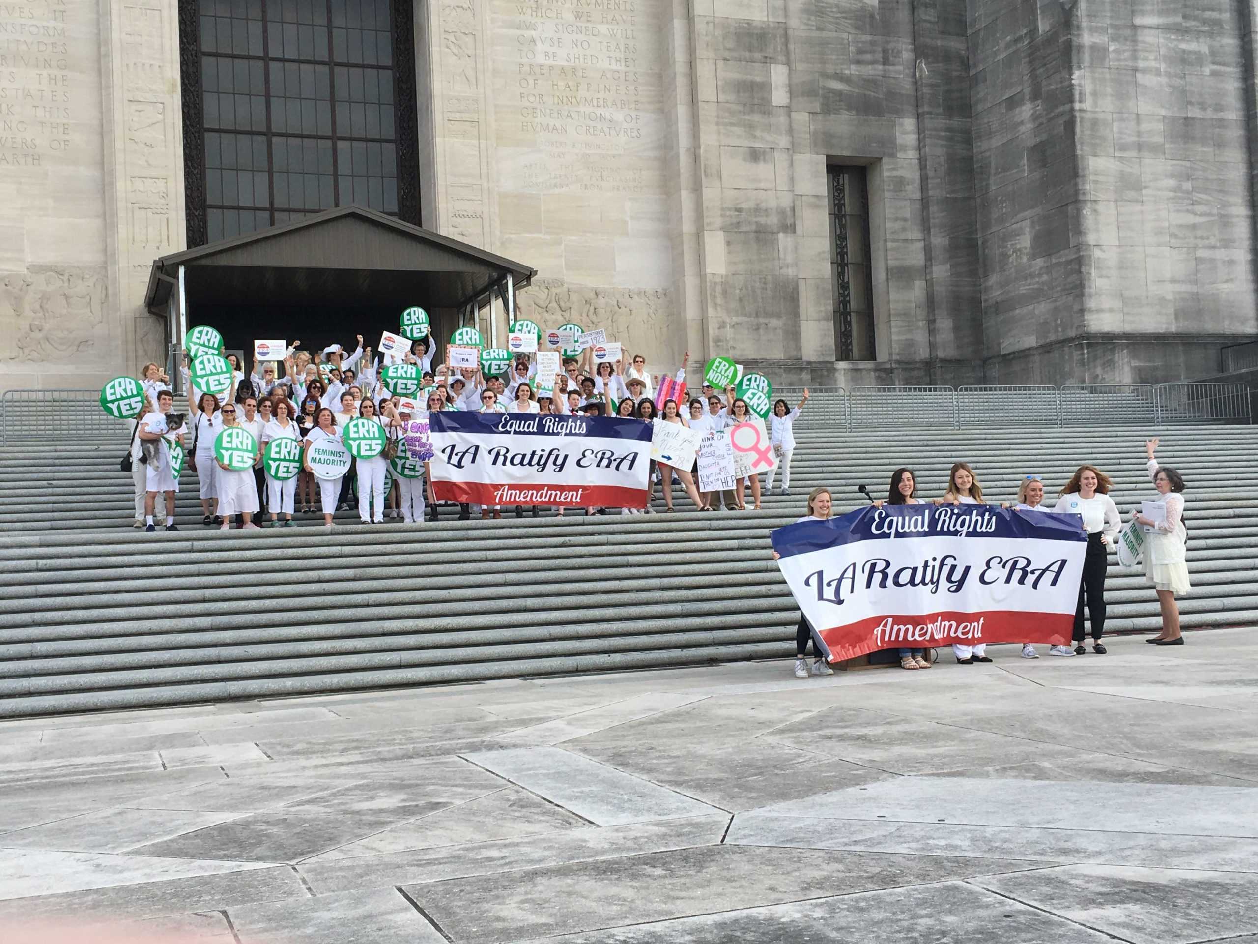 With the Equal Rights Amendment one state away from being ratified, Louisiana residents march to the state capitol to raise awareness