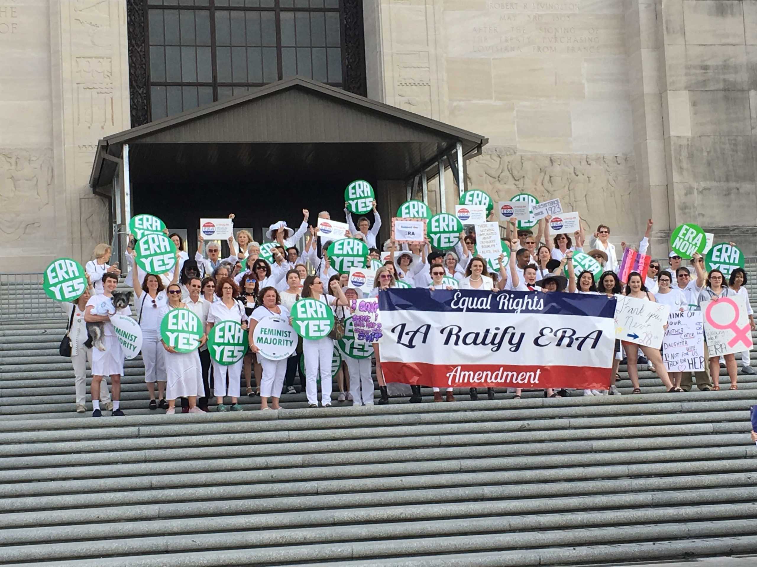 With the Equal Rights Amendment one state away from being ratified, Louisiana residents march to the state capitol to raise awareness