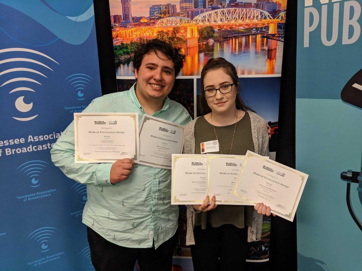 Deputy news editor Luke Jeanfreau and editor in chief Natalie Anderson traveled to Nashville, Tennessee, from March 29-31, for the Region 12 Society of Professional Journalists Mark of Excellence awards. First-place awards will move on to compete at the national level.