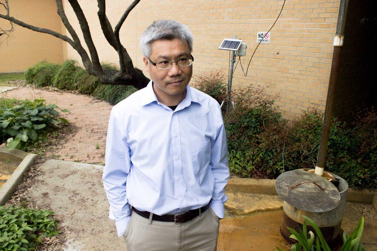 Director of Louisiana Water Research Institutes Frank Tsai stands by a water well on campus that he uses for groundwater research.