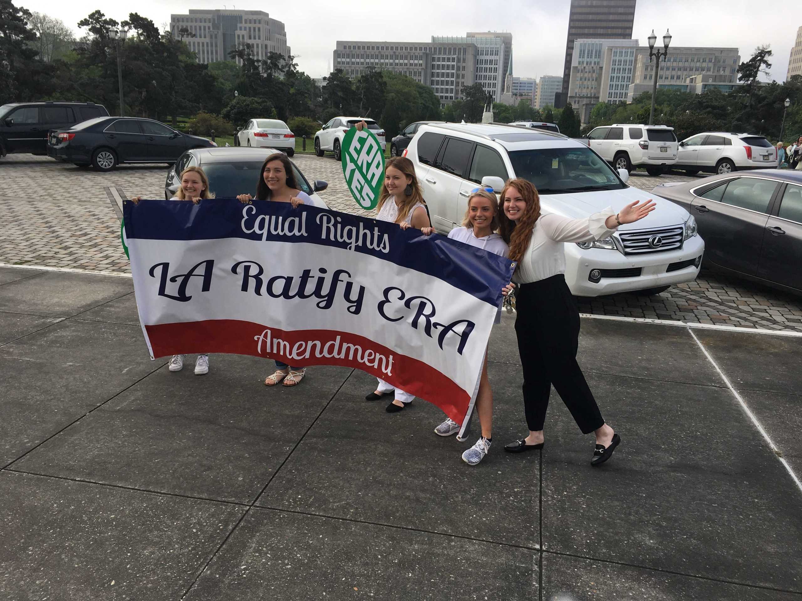 With the Equal Rights Amendment one state away from being ratified, Louisiana residents march to the state capitol to raise awareness