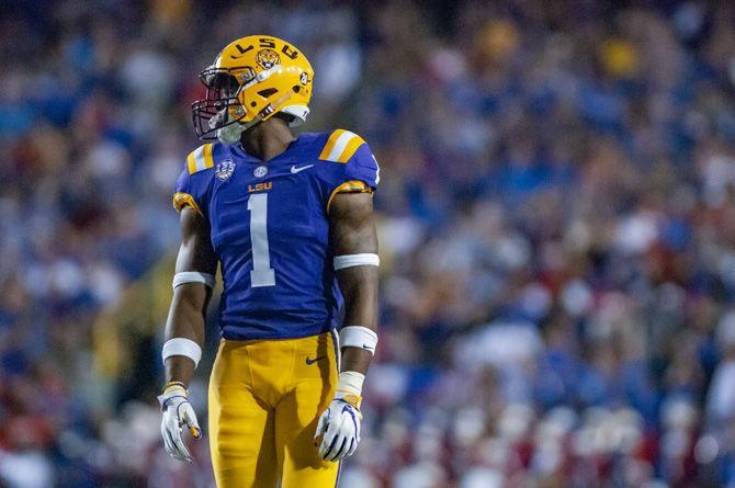 LSU freshman cornerback Kelvin Joseph (1)takes the field during the Tigers' 38-21 victory against LA Tech on Saturday, Sept. 22, 2018, in Tiger Stadium.