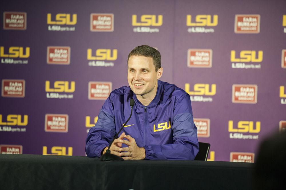 LSU men's basketball coach Will Wade speaks to the media on Tuesday, Oct. 24, 2017, at the basketball media day in the PMAC.