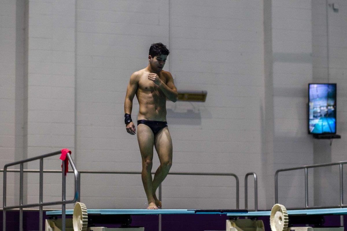 LSU freshman diver Manny Vazquez Bas practices a dive in the LSU Natatorium on Wednesday, Sept. 4, 2019.