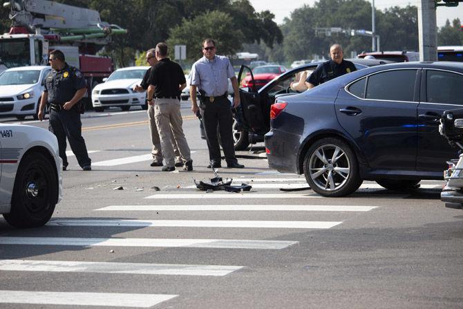 A two-vehicle collision involving University students occurred on the intersection of Nicholson Drive and S. Stadium Drive on Friday, Aug. 24, 2018.