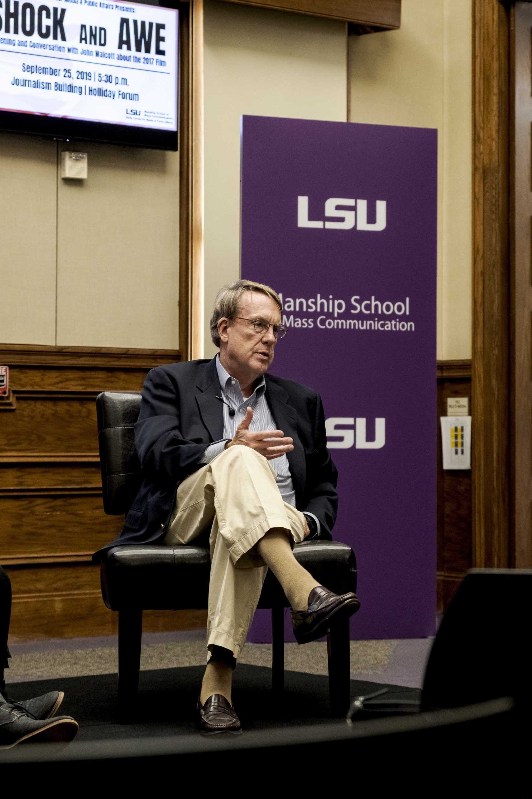 'Democracy needs you': LSU Reilly Center hosts John Walcott, shows "Shock and Awe" film