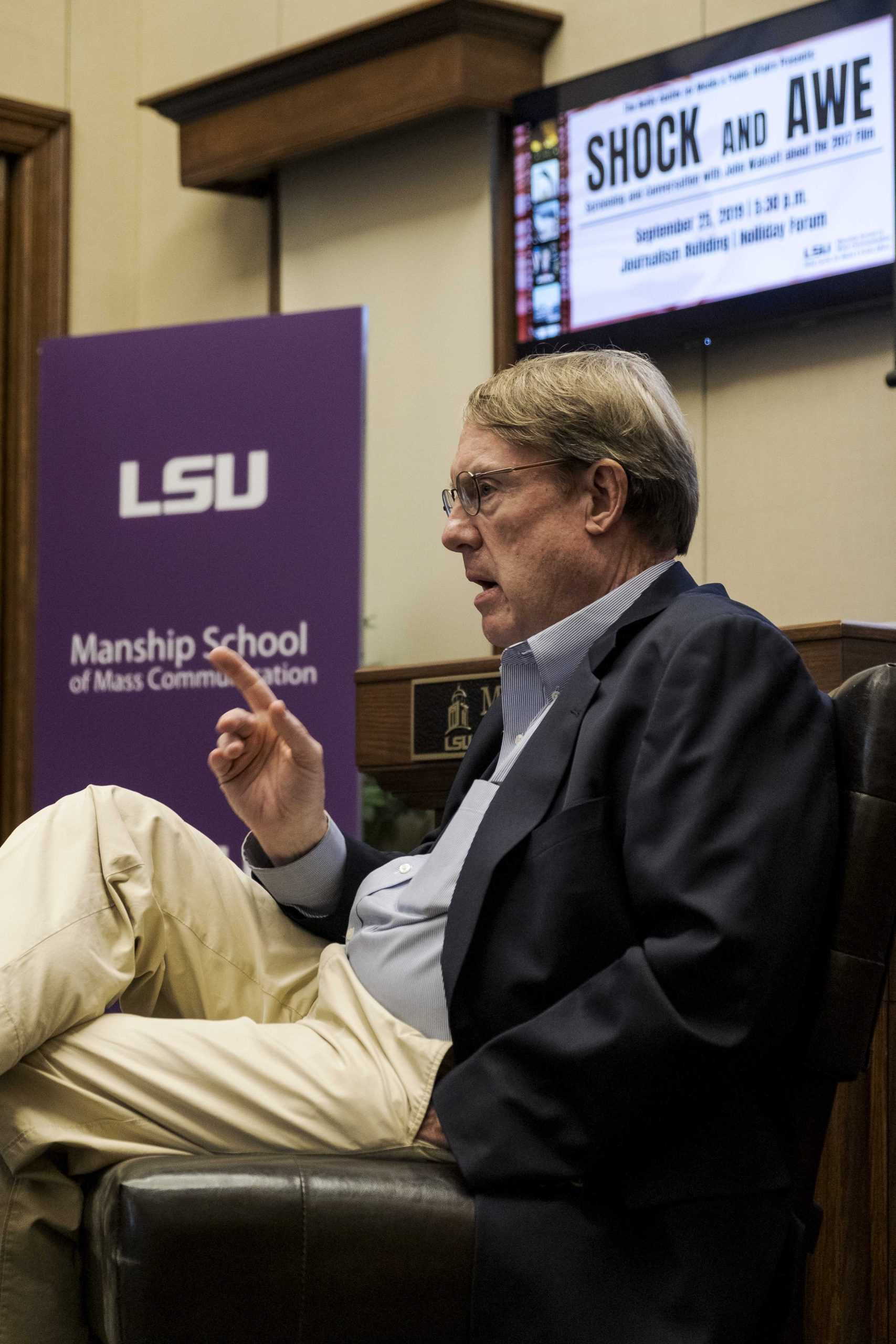 'Democracy needs you': LSU Reilly Center hosts John Walcott, shows "Shock and Awe" film