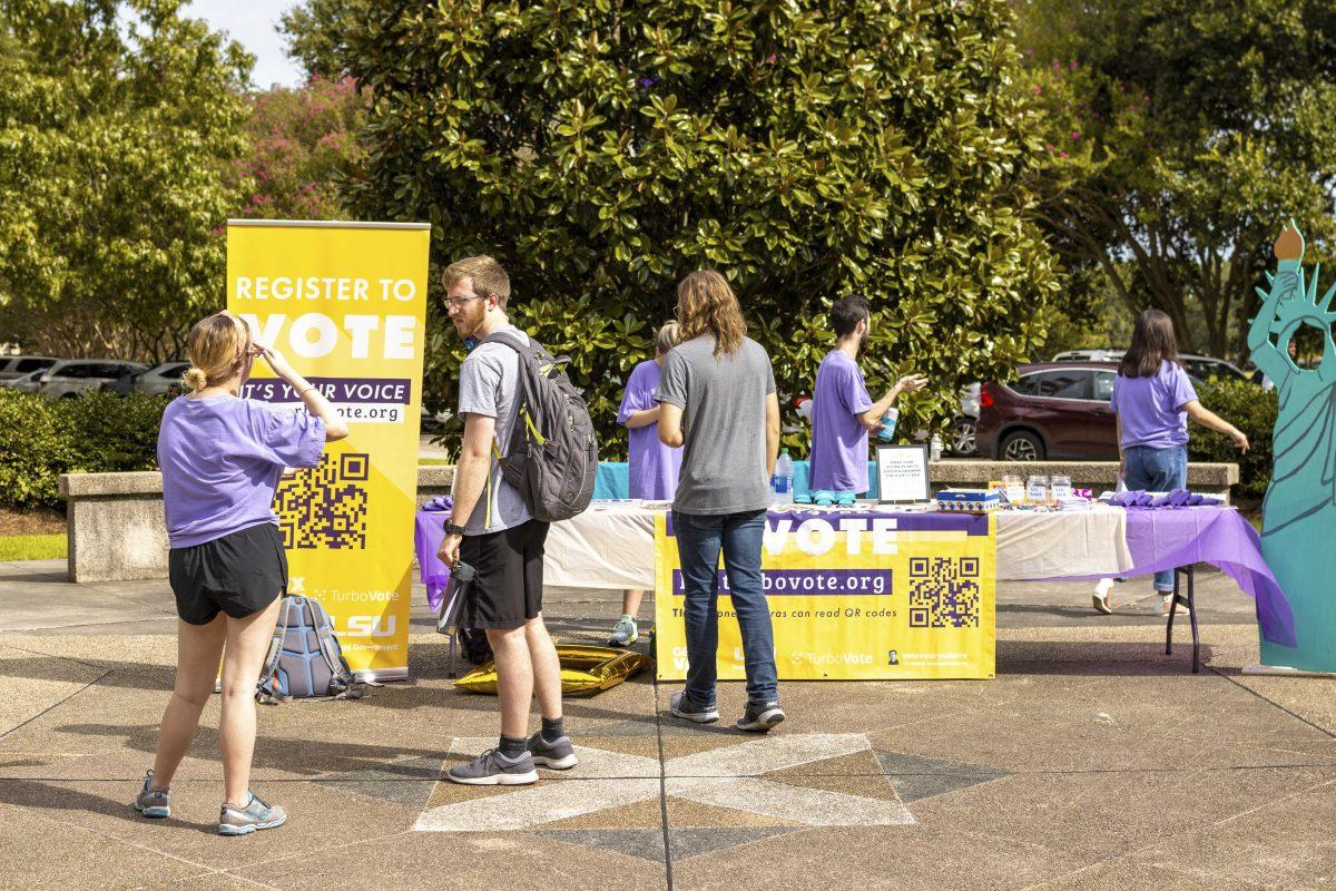 LSU Voter Registration Day taking place in Free Speech Alley on Thursday, September 19, 2019.