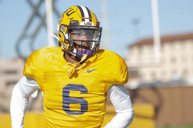 LSU sophomore wide receiver Terrace Marshall Jr. (06) runs on the field&#160;at the Charles McClendon Practice Facility on Tuesday, Oct. 22, 2019.