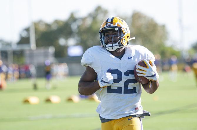 LSU junior running back Clyde Edwards-Helaire at the Charles McClendon Practice Facility on Tuesday, Oct. 22, 2019.