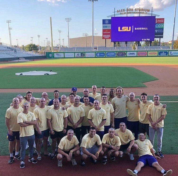 LSU baseball players shaved their heads to show support for Childhood Cancer Awareness Month and the Hope for Autumn Foundation in September. 