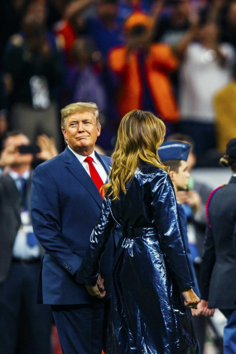 President Donald Trump and First Lady Melania Trump arrive on Monday, January 13, 2020 at the National Championship in the Mercedes-Benz Superdome.