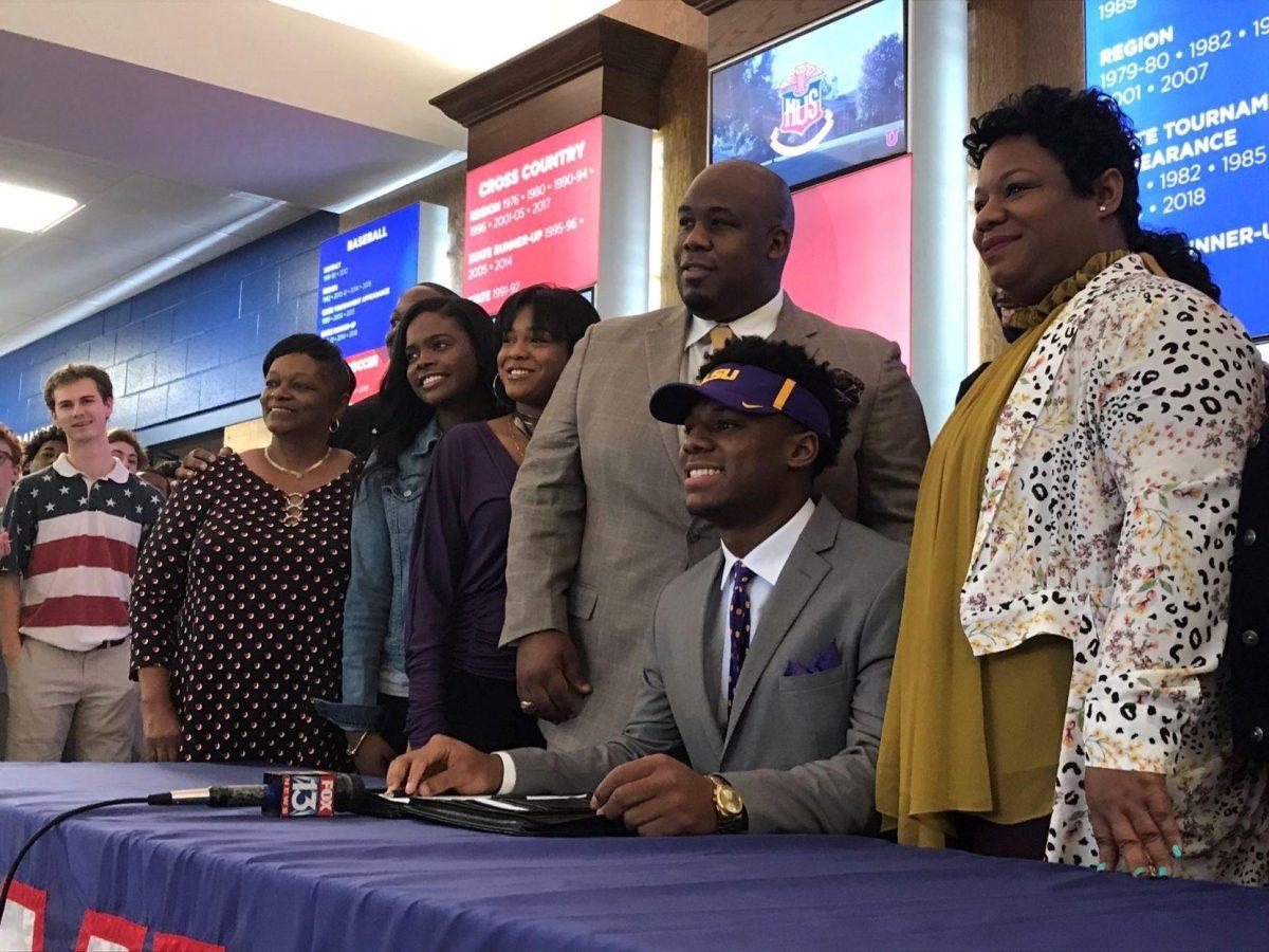 LSU defensive back Maurice Hampton during his signing day ceremony Feb. 6, 2019.