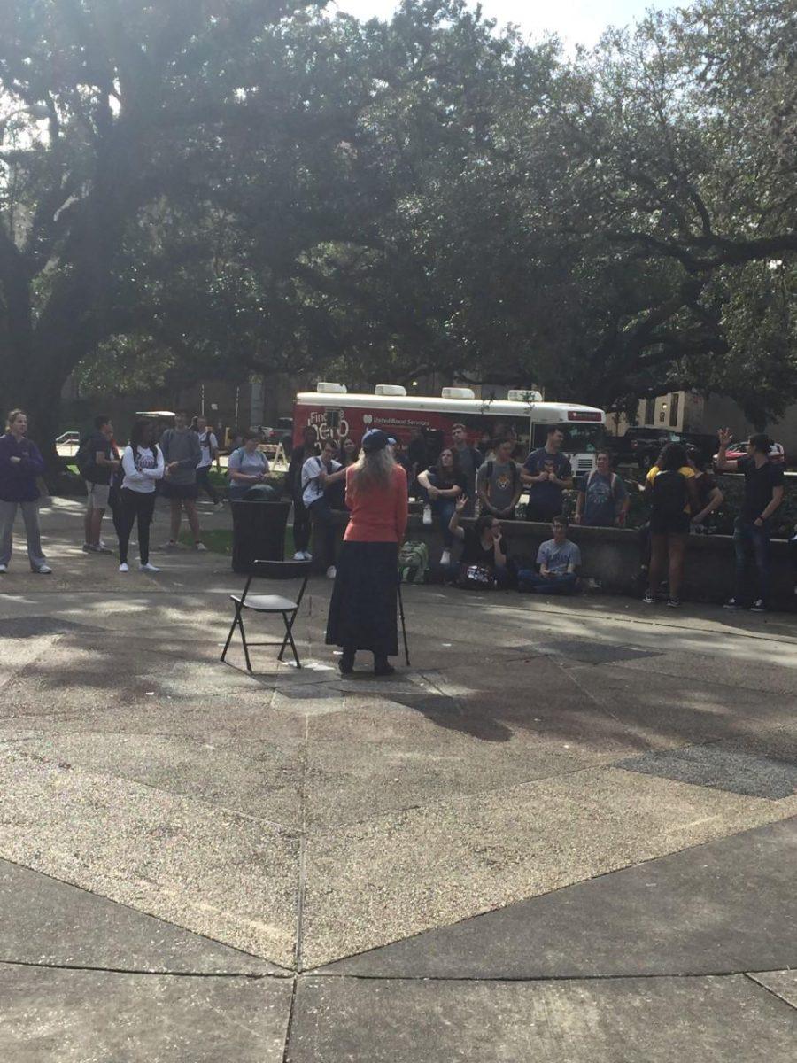 Campus Ministry USA draws large crowds in Free Speech Alley on Wednesday, Jan. 15, as they preach their religious beliefs.