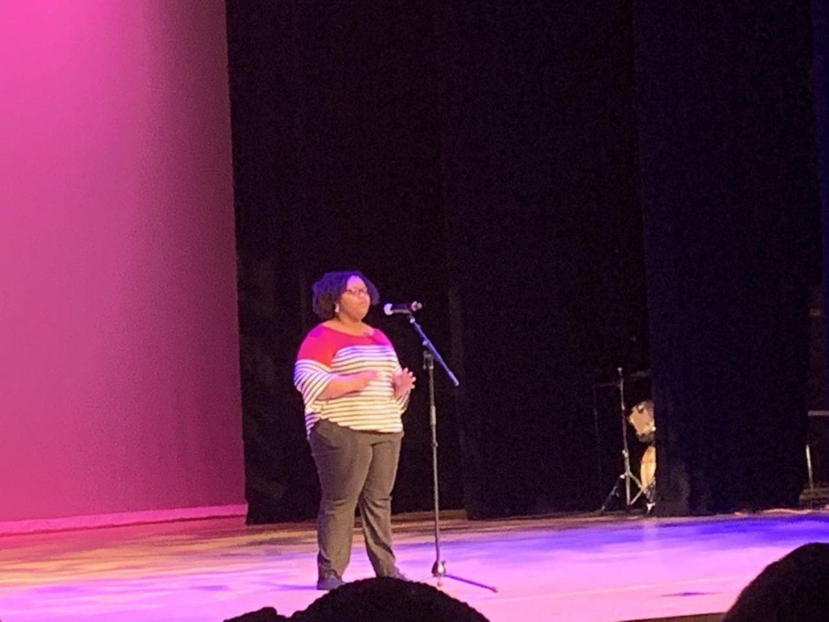 General business junior Alicia Grey performs at Martin Luther King Jr. Performing Arts Night on Jan. 22, 2020.