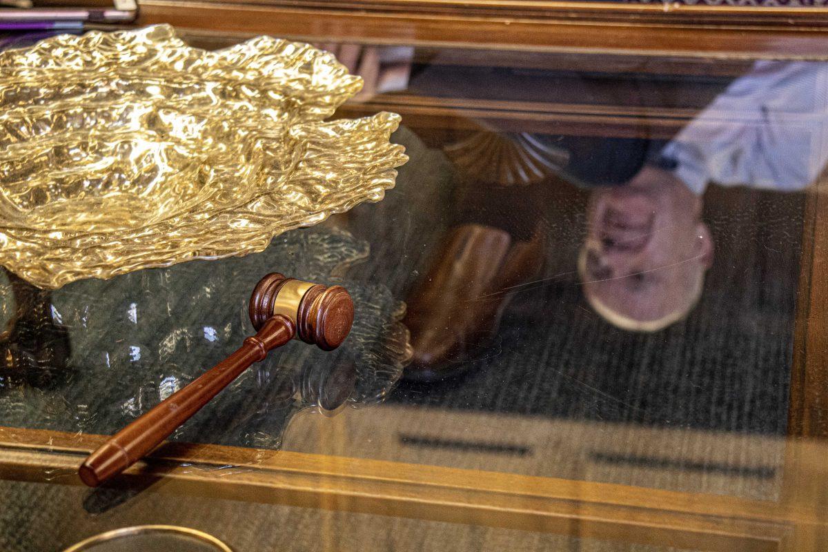 A gavel lays on a coffee table in the LSU President's office on Monday, Feb. 3, 2020 during an interview with Interim President, Tom Galligan at the University Administration building on LSU's campus.